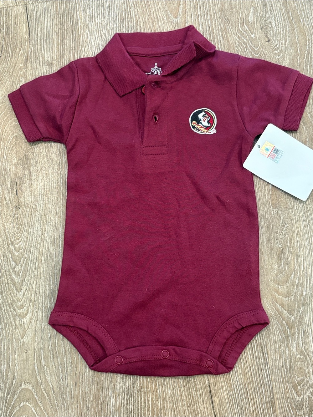 Collegiate Maroon Polo One-Piece Bodysuit for Kids